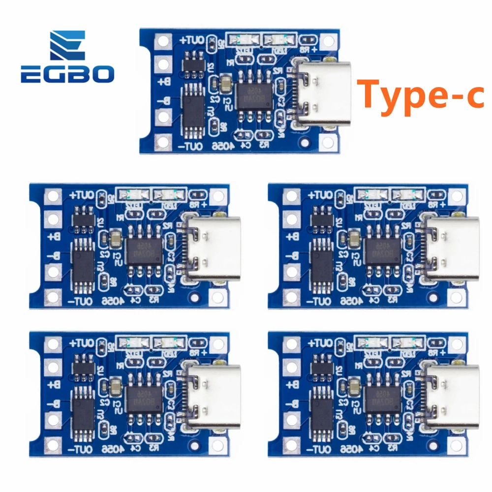 5PCS type-c USB 5V 1A 18650 TP4056 Lithium Battery Charger Module Charging Board With Protection Dual Functions 1A Li-ion good