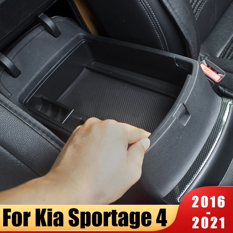 Car Armrest Box Central  Storage Tray Container Box Cover Kit For KIA Sportage 4 QL Automatic Transmission 2016 2017 2018 2019