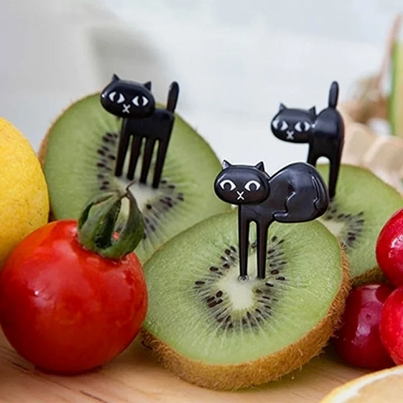 Novelty Plastic Cartoon Animals Ants Cats Musical Note Shape Food Fruit Fork Picks Set for Party Cake Dessert  Bento Accessories