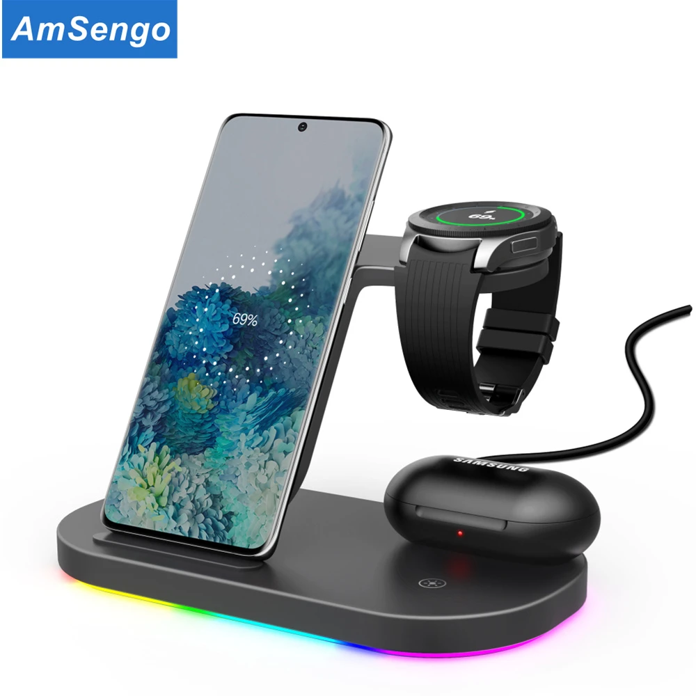 Amsengo Qi Wireless Charger for iPhone 12 Pro Max Mini Chargers For Samsung s9 s10 note 10W Induction Fast Wireless Charging Pad