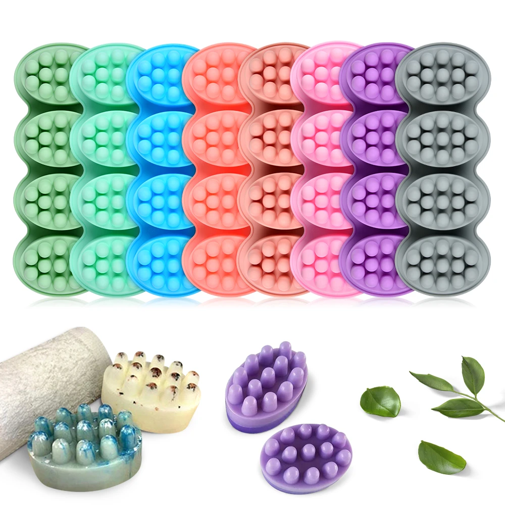 SJ 4 Cavity Silicone Soap Mold for Massage Therapy Bar Soap Making Tools DIY Homemade Oval Spa Soaps Mould Silicone Soap Form