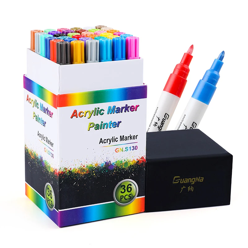 GN 12/18 Colors 0.7MM Acrylic Paint Marker Pen Set Art Drawing Marker Pen For Ceramic Rock Glass Porcelain Mug Wood Fabric Canva