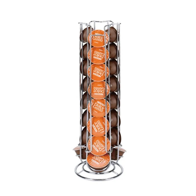 Iron Chrome Plating Display Capsule Rack Coffee Pod Holder Stand Storage Shelves For 24pcs Dolce Gusto Capsule