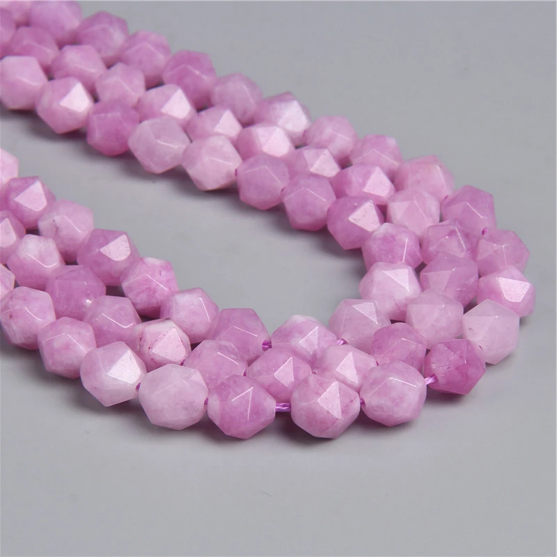8mm Natural Faceted Light Purple Angelite Jades Gem Stone Beads Loose Spacer Beads For Jewelry Making Bracelet Accessories 15