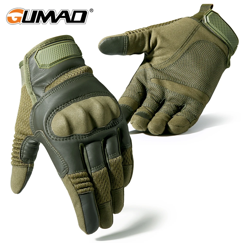 PU Leather Tactical Gloves Touch Screen Hard Shell Full Finger Glove Army Military Combat Airsoft Driving Bicycle Mittens Men