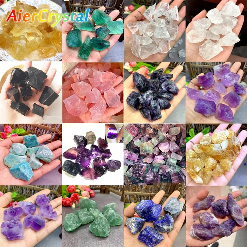 Natural Crystal Stones Rare Raw Obsidian Amethyst Fluorite Gemstone Mineral Rock  Specimen Reiki Healing Advanced Collection Diy