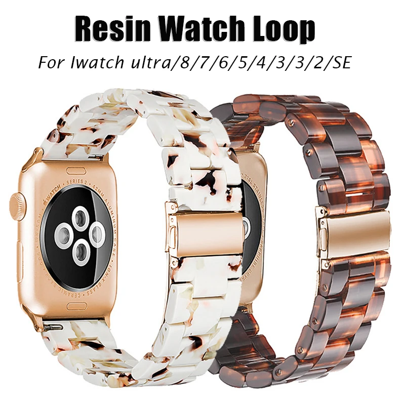 Resin strap for apple watch band 7 44mm 40mm 42mm 38mm 41 45mm correa transparent Loop watchband for iwatch 7 6 se series 5 4 3