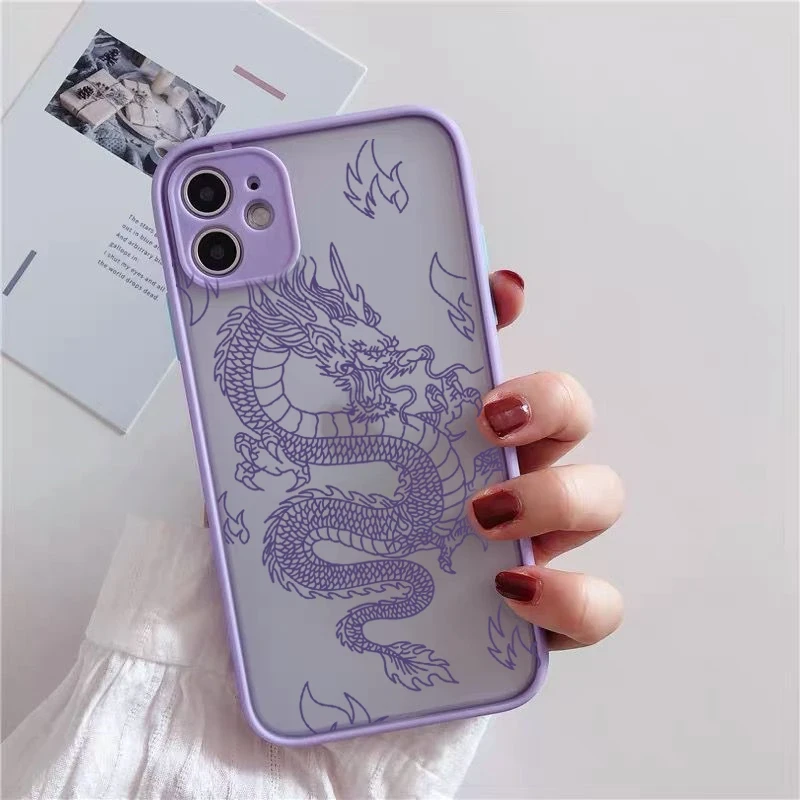 Remazy Fashion Dragon Animal Pattern Phone Case For iPhone 13 12 11 Pro XS MAX X 7 XR 8 6Plus Hard Transparent Cover Matte Bag