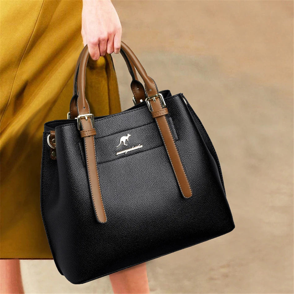 Genuine Large Capacity Casual Tote Bag Leather Shoulder Crossbody Bags for Women 2021 Simple Female Shopper Bag Designer Handbag