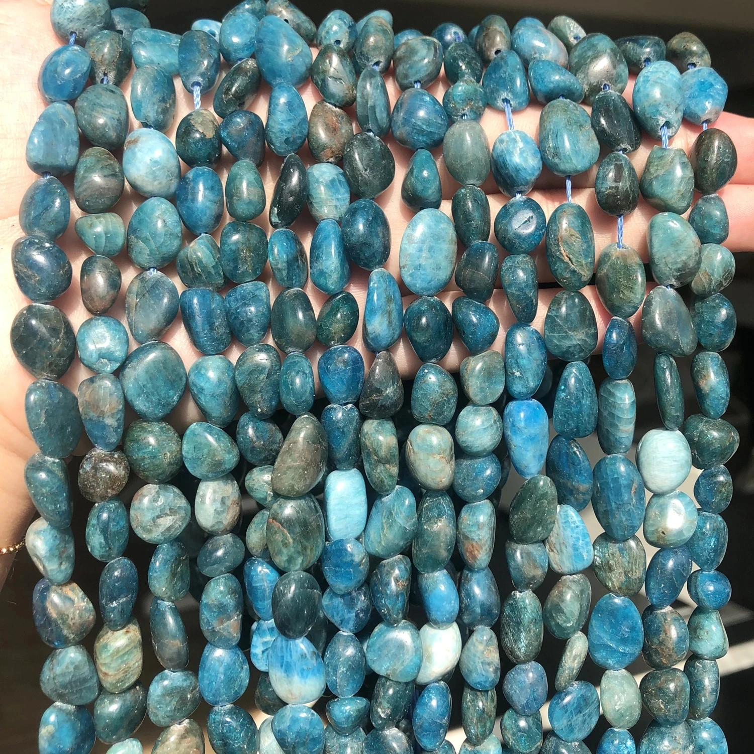 6-8mm Natural Irregular Blue Apatite Stone Beads Loose Stone Spacer Beads For Jewelry Making DIY Bracelet 15''Strand/Inches