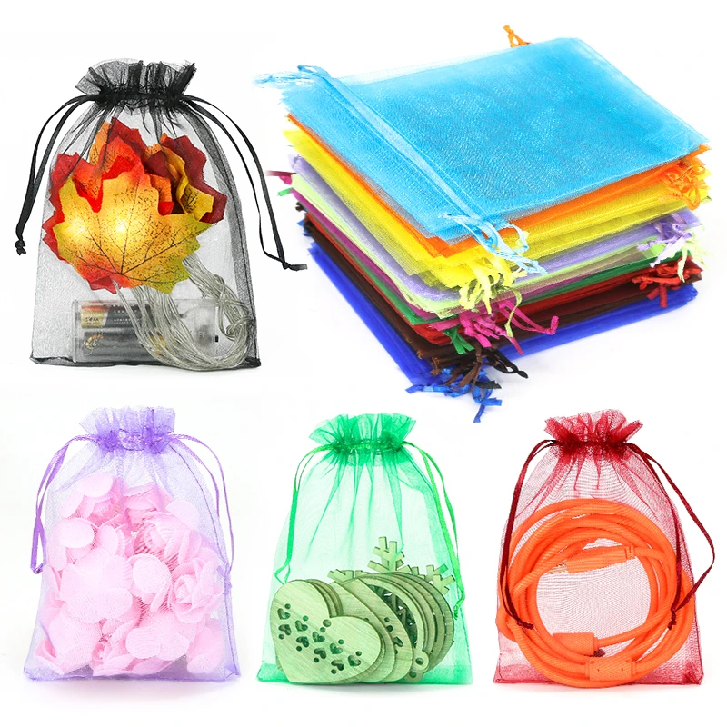 50Pcs Jewelry Organza Bag Sachet Packaging Gift Bags Candy Pouches Wedding gifts for Guests Packing Favors Pouch Bags ​Sweets