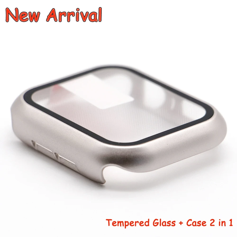 Watch Case for Apple Watch Cases 44mm 40mm 6/SE/5/4/3/2/1 Tempered Film Screen Protector Frame Glass Film for Iwatch 42mm 38mm