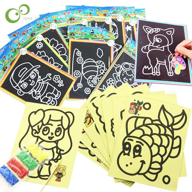 20Pcs Early Educational Learning Creative Drawing Toys for Children Magic Scratch Art Doodle Pad Sand Painting Cards Gifts GYH