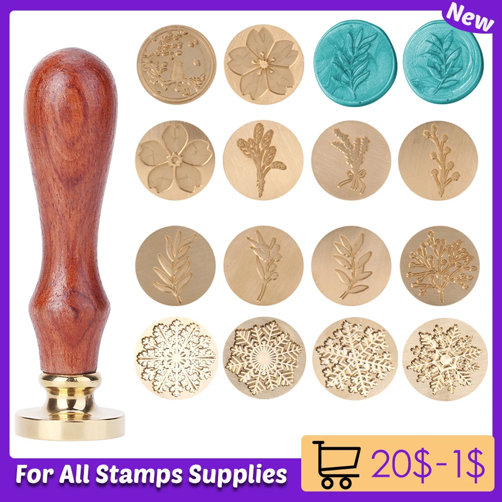 Retro Snowflake Wax Sealing Stamp Copper Brass Head Seal Wax Stamps for DIY Scrapbooking Envelope Decoration Cards Christmas