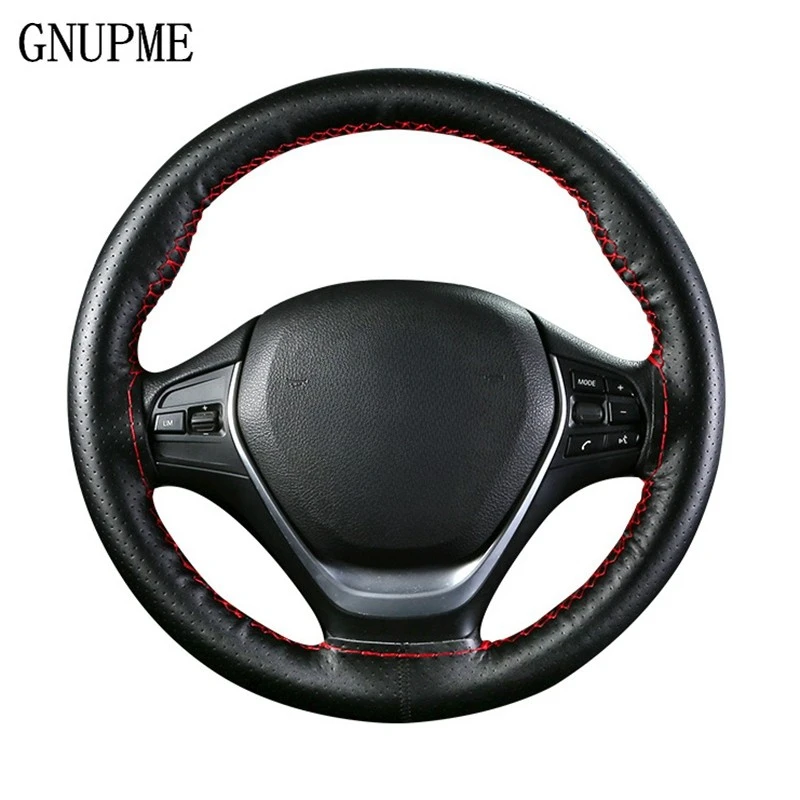 GNUPME Hand-Stitched Steering Wheel Cover 36-40cm DIY Leather Braid on the With Needles Thread Car-Styling Steering Covers
