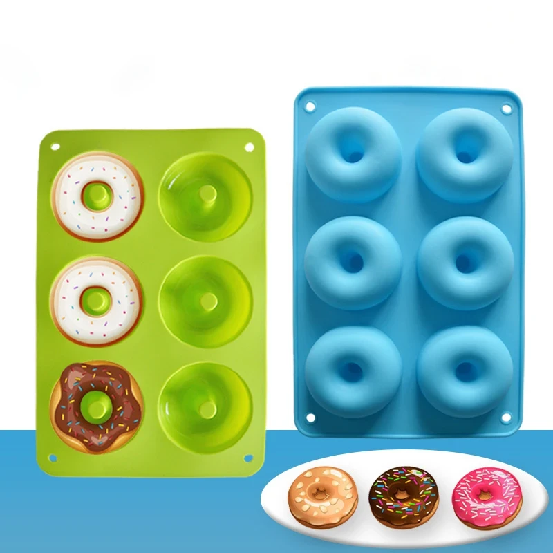 6 Grid Donut Mold Home DIY Silicone Bakery Baking Pan Decoration Mould Non-Stick Donut Handmade Dessert Molde Kitchen tools