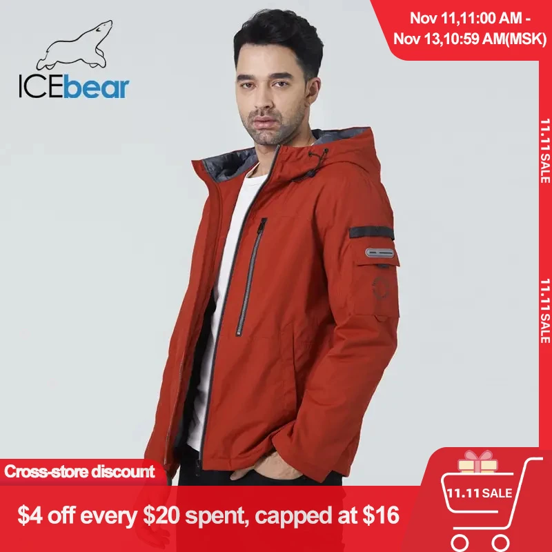 ICEbear 2021 Men's short jacket autumn stylish coat with a hood high-quality men's brand apparel MWC21601I