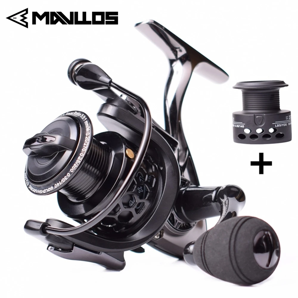 Mavllos Saltwater Carp Spinning Fishing Reel 15BB Ratio 5.5:1 1000-7000 Model 2 Spools Metal Body Sea Boat Jigging Fishing Reel