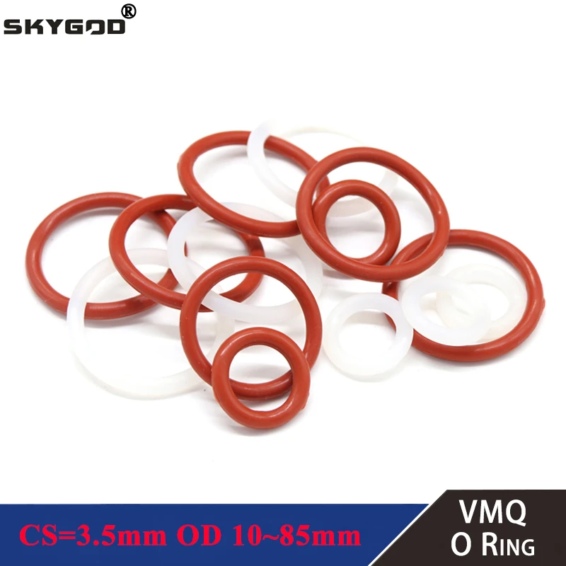 10pcs Red VMQ Silicone O Ring  CS 3.5mm OD 10 ~85mm Food Grade Waterproof Washer Rubber Insulate Round O Shape Seal Gasket