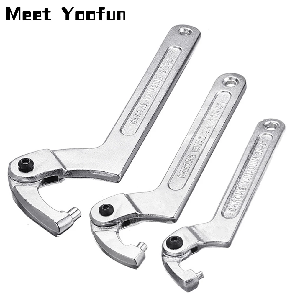 1 PCS Adjustable Type C Hook Spanner Wrench Nuts Bolts Hand Tools 19-51/32-76/51-120/115-170 with Scale