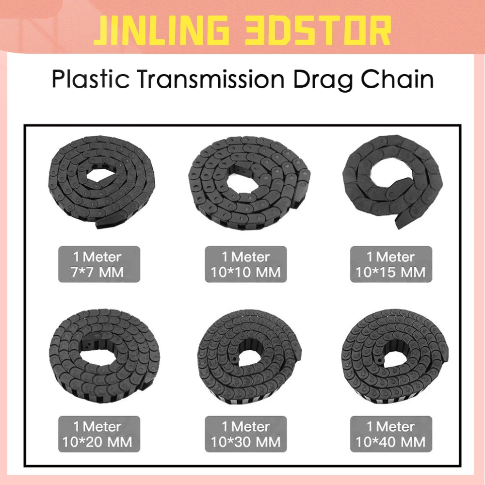 1Meter Plastic Transmission Drag Chain cnc kit mechanic Chain Wire Carrier end connectors for cnc parts & Router Machine Tool