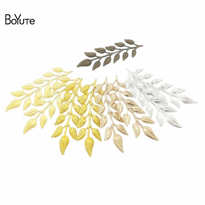 BoYuTe (10 Pieces/Lot) Metal Brass Stamping 19*64MM Olive Leaf Branches Diy Hand Made Materials Wholesale Jewelry Accessories