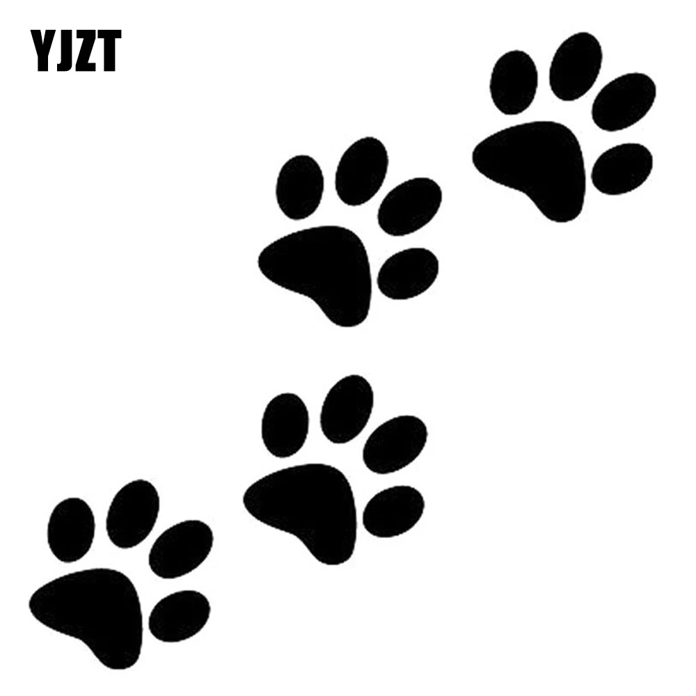 12.8cm*12.5cm Animal Cat Paw Print Funny Vinyl Decal Motorcycle Car Sticker Black/Silver S6-3810