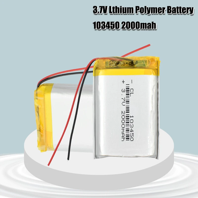 3.7V 2000mAh 103450 Lipo Polymer Lithium Rechargeable Battery For GPS navigator MP5 GPS Bluetooth Speaker headset e-book camera