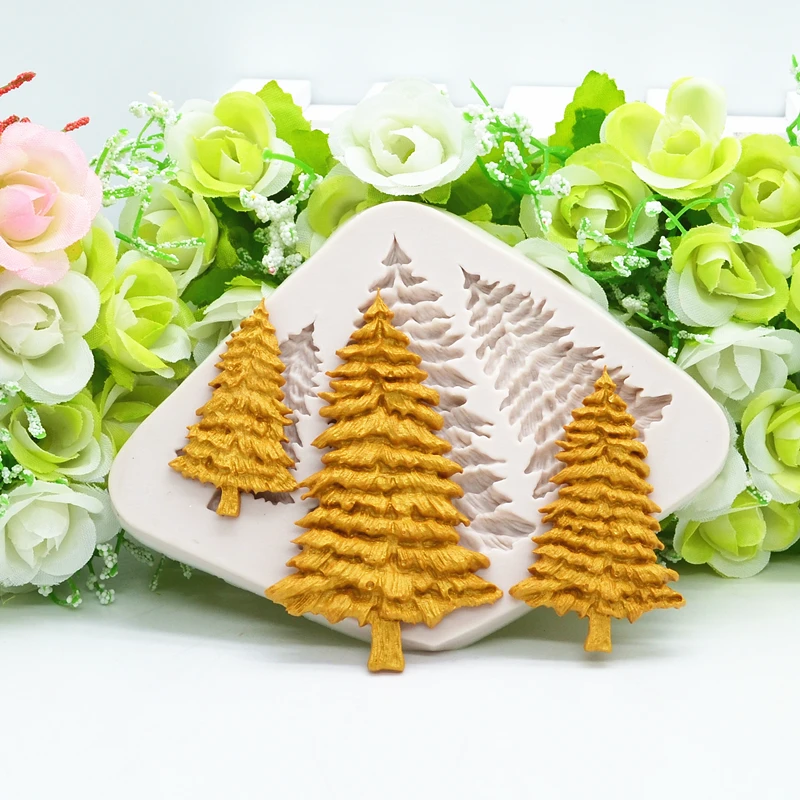Christmas Silicone Mold Tree Cake Chocolate Dessert Lace Decoration DIY Design Pastry Fondant Mold Resin Kitchen Tool For Baking