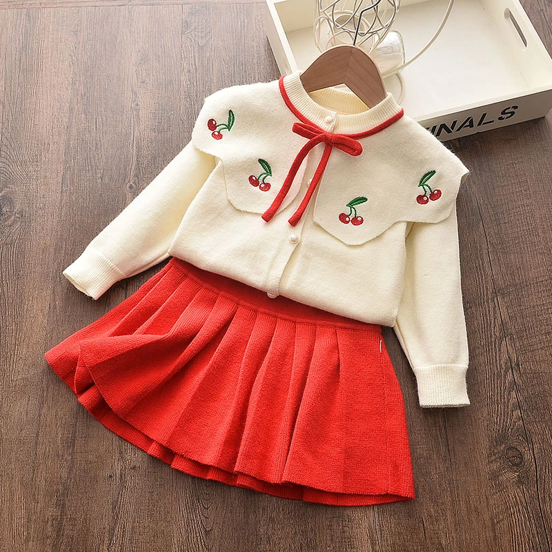 Menoea Girl Sweater Clothes 2021 Children Winter Dress Bow Doll Collar Clothes Coat Casual Dress Sweater Knitwear girls Suits