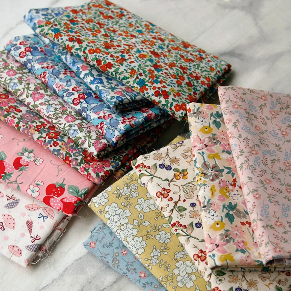 145x50cm New Pastoral Floral Cotton poplin Fabric DIY Children's Wear Cloth Make Bedding Quilt Decoration Home 160-180g/m