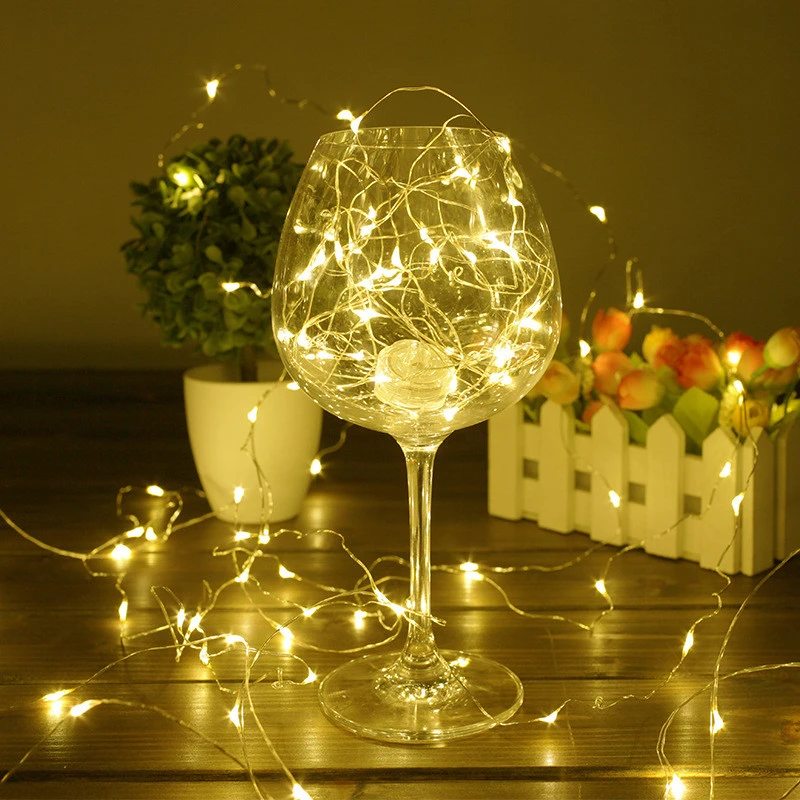 Fairy 1m 3m 10m Battery Operated LED Copper Wire String Lights for Wedding Christmas Garland Festival Party Home Decoration Lamp