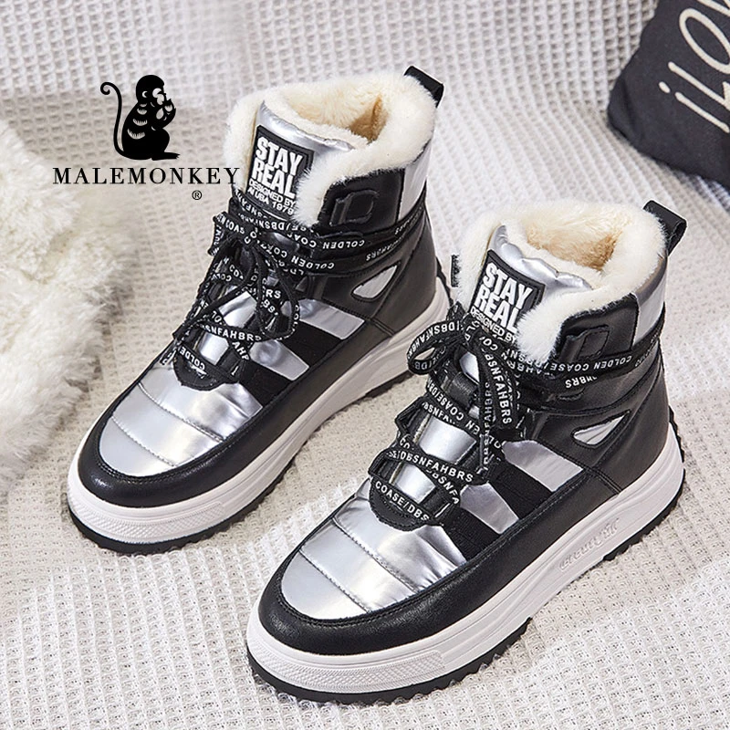 Women's Snow Boots Platform Warm Casual Sneakers Winter 2021 High Quality Short Plush Boots High-top Female Shoes Botas Mujer