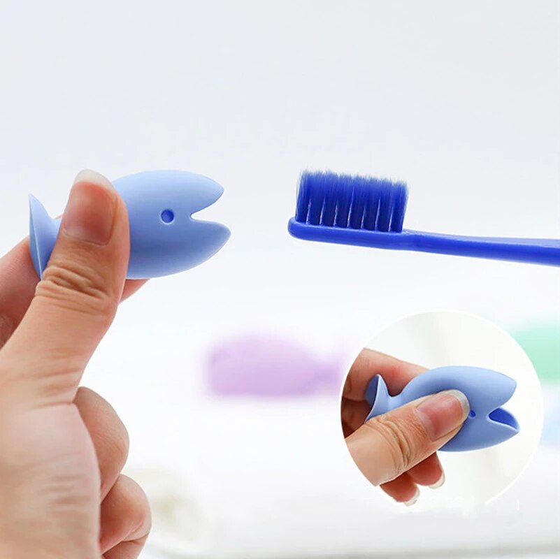 Fish Silicone Toothbrush Holder 45mm Mini Cute Cartoon  Toothbrush Base Bathroom Toothbrush Storage Tool Toothbrush Bracket
