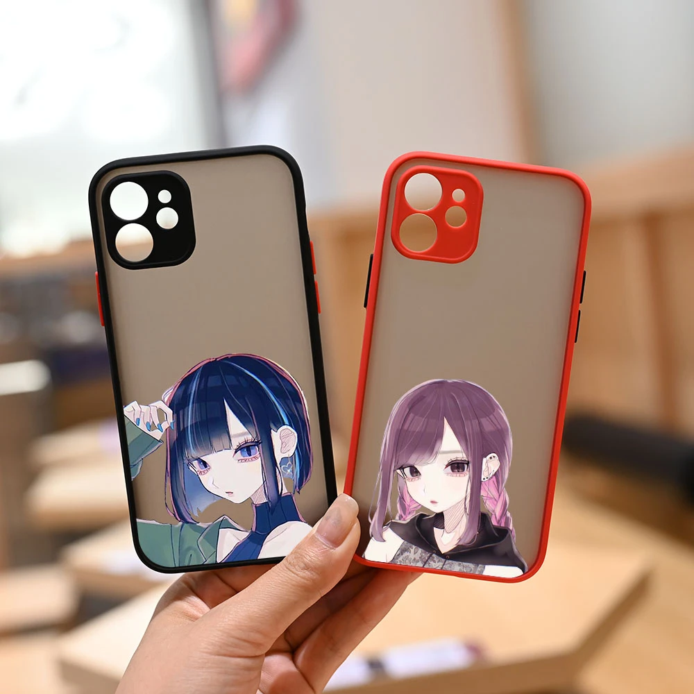 GYKZ Cartoon Japan Anime Girl Phone Case For iPhone 11 Pro 12 XS MAX XR 7 SE 2020 8 Plus Hrad PC Cover Matte Coque Slim Fundas