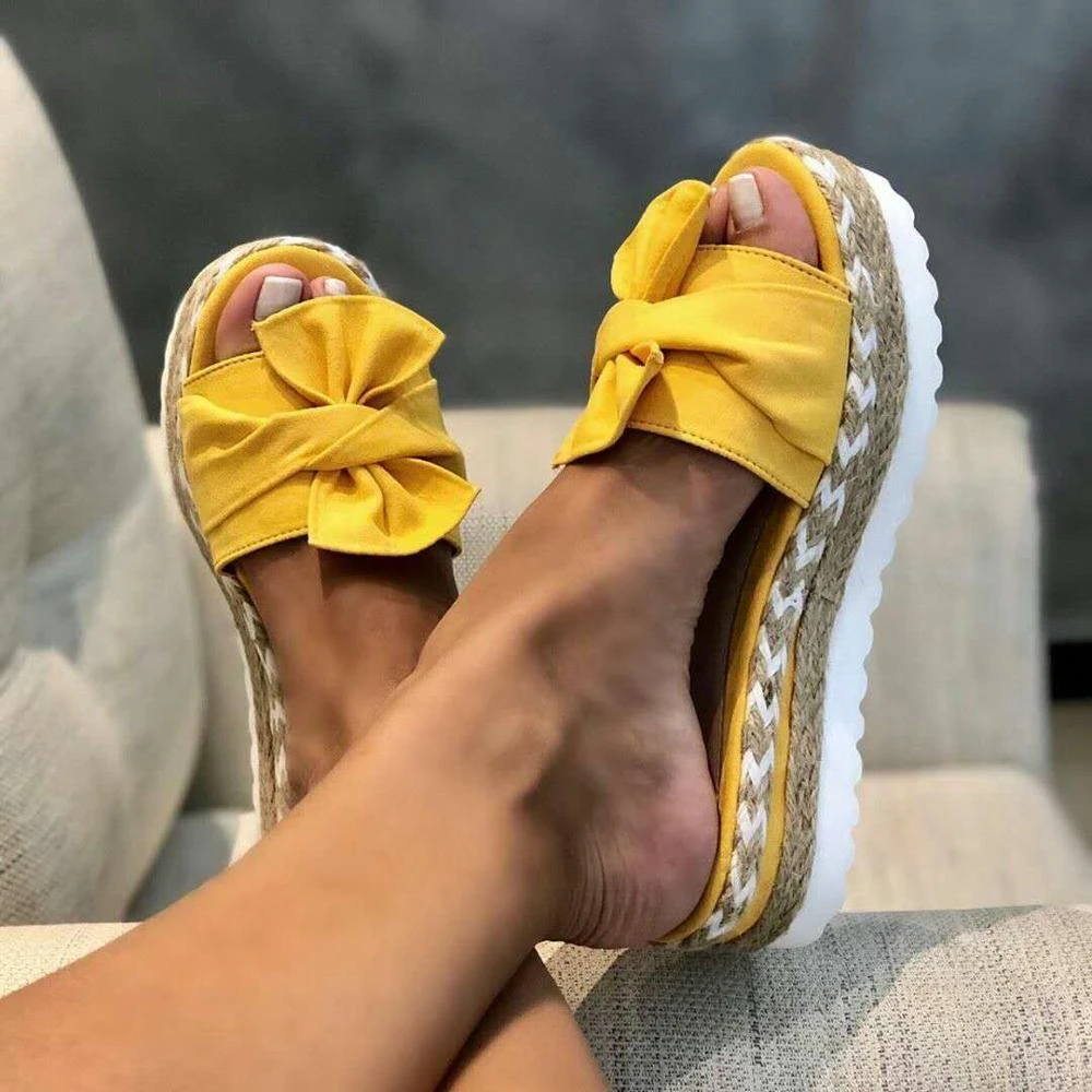 2021 Summer Fashion Sandals Shoes Women Bow Summer Sandals Slipper Indoor Outdoor Flip-flops Beach Shoes Female Slippers