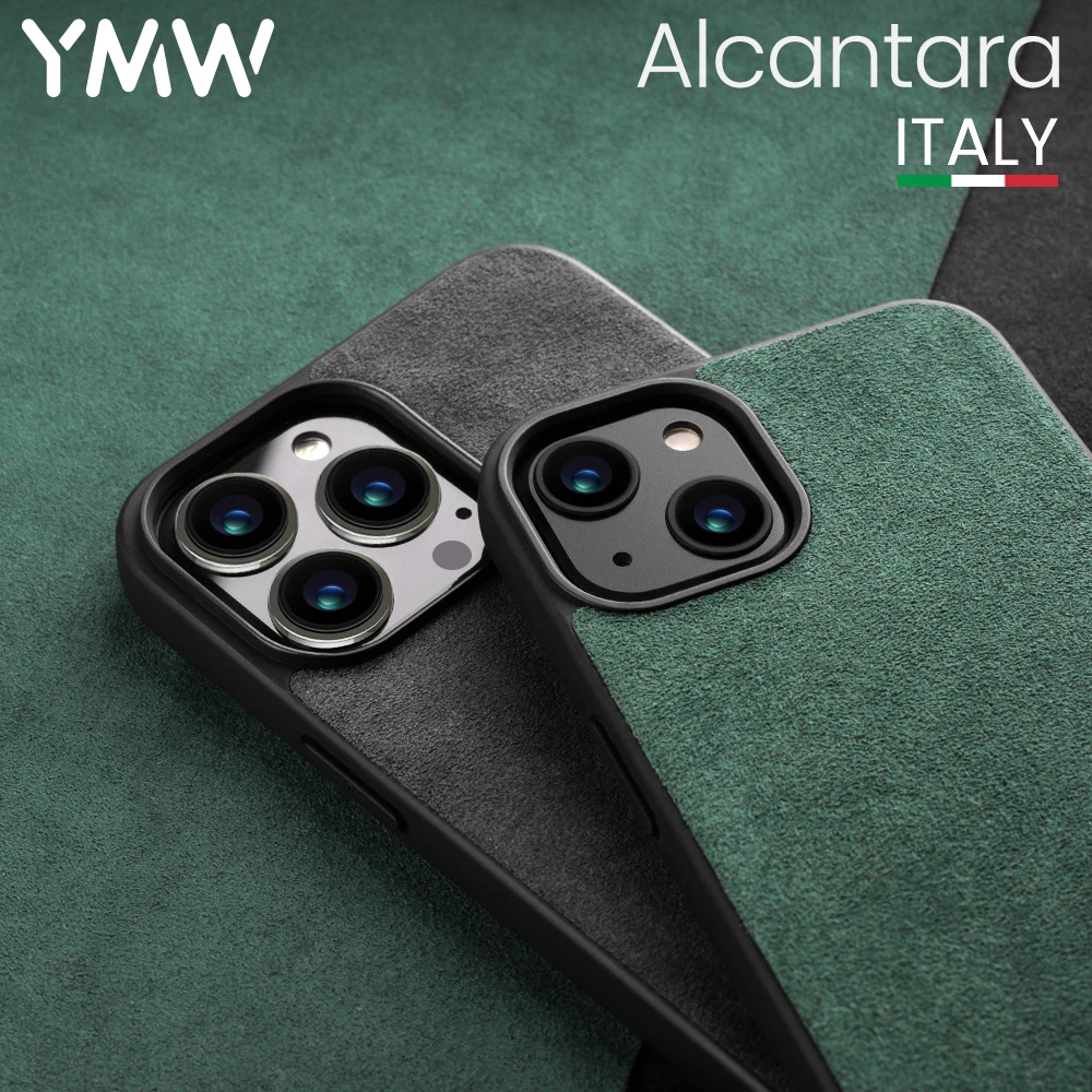 YMW ALCANTARA Case for iPhone 13 Pro Max 12 mini 11 Xr X  Xs Max SE2 7 8 Plus Supercar Interior Luxury Suede Leather Phone Cover