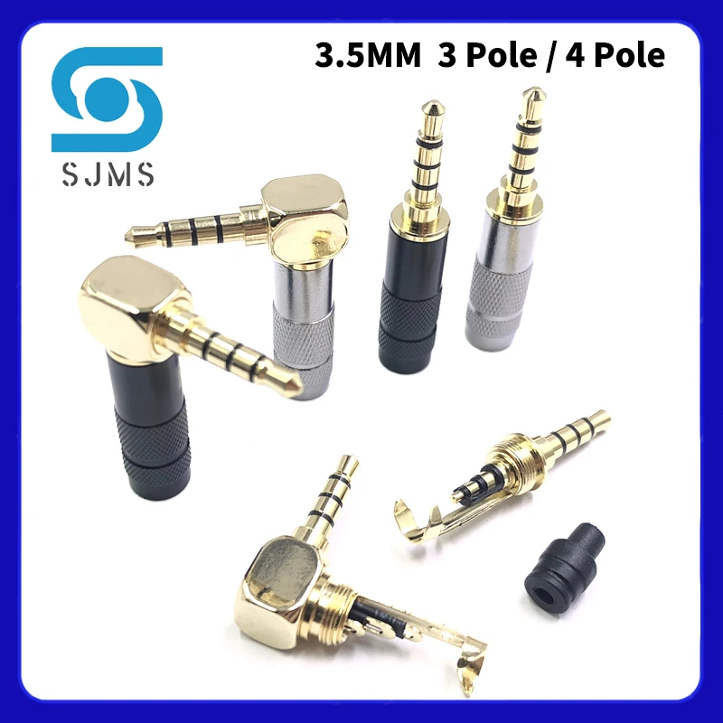 Gold plated Stereo with Clip 3.5 mm 3 Pole 4 Pole Repair Headphone Jack Plug Cable Audio Plug Jack Connector Soldering