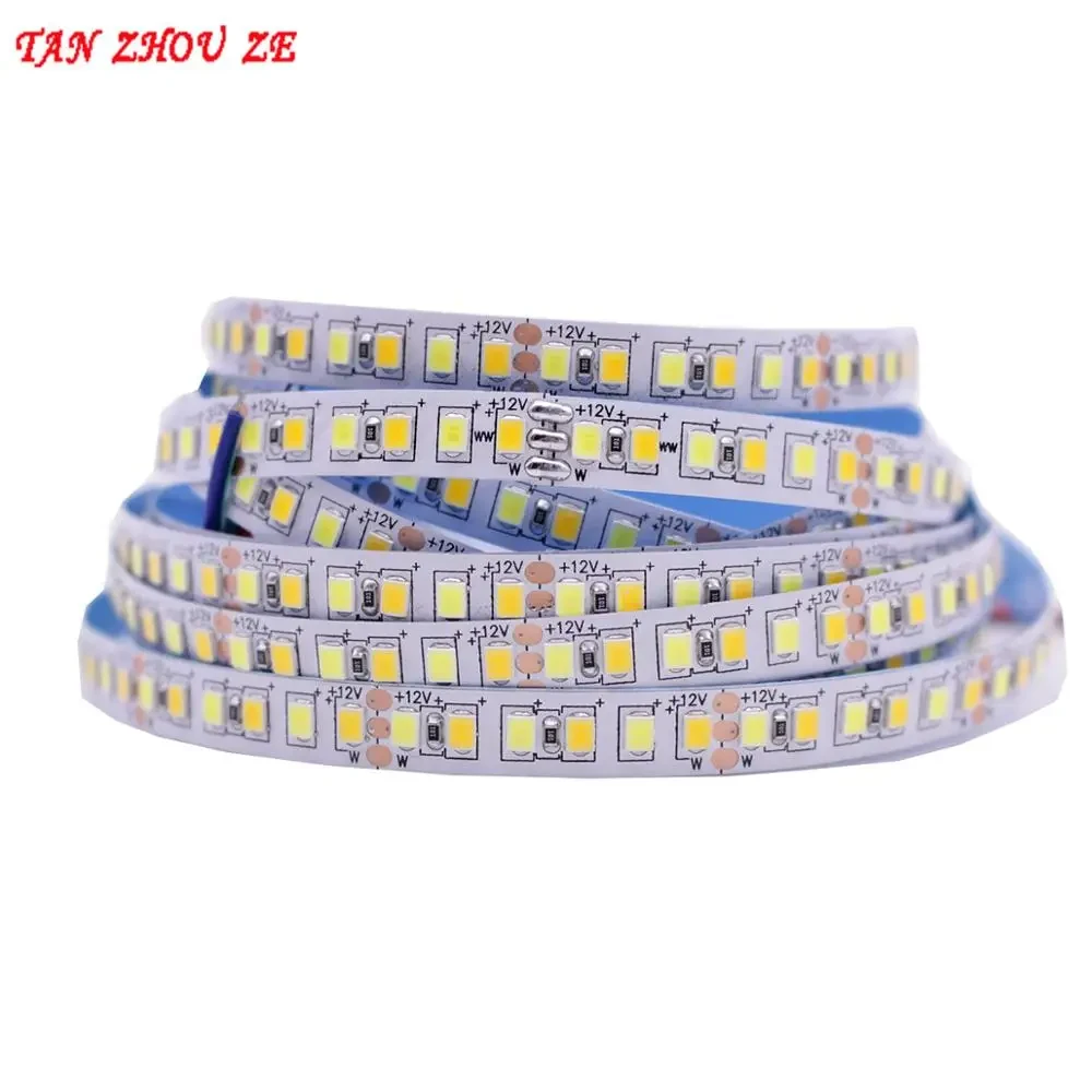 5M Dual Color CRI>80 SMD2835 CCT Dimmable LED Strip Light 12V 24v DC WW CW Color Temperature Adjustable Flexible LED Tape Ribbon