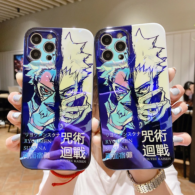 Cool Japan Anime Jujutsu Kaisen Ryomen Sukuna Phone Case for Iphone 13 12 11 Pro Xs Max XR 6 7 8 Plus Blu-Ray Silicon Soft Cover
