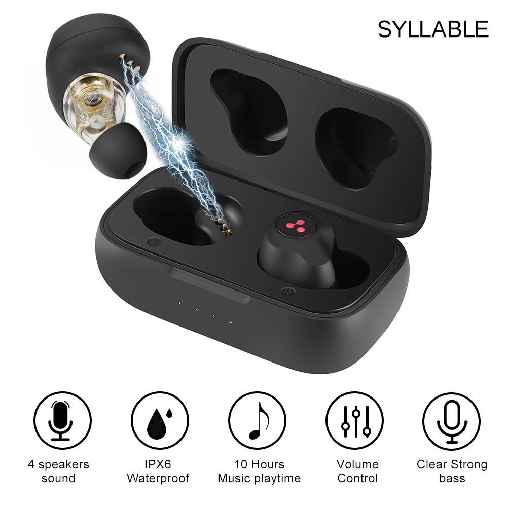 2021 SYLLABLE S115 Dual Dynamic Drivers Strong bass TWS wireless headset noise reduction for music QCC3020 Chip of SYLLABLE S115