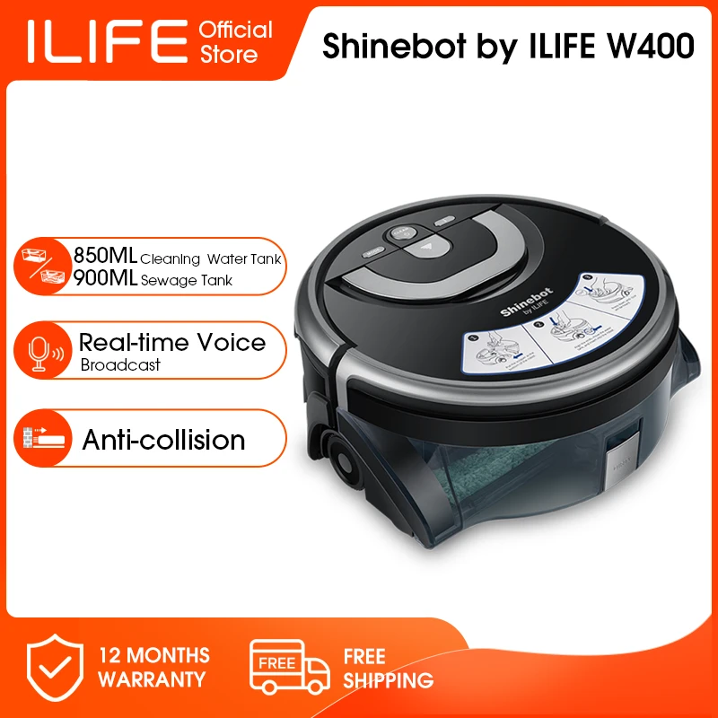 ILIFE New W400 Floor Washing Robot Shinebot Navigation Large Water Tank Kitchen Cleaning Planned Route Household Applicance