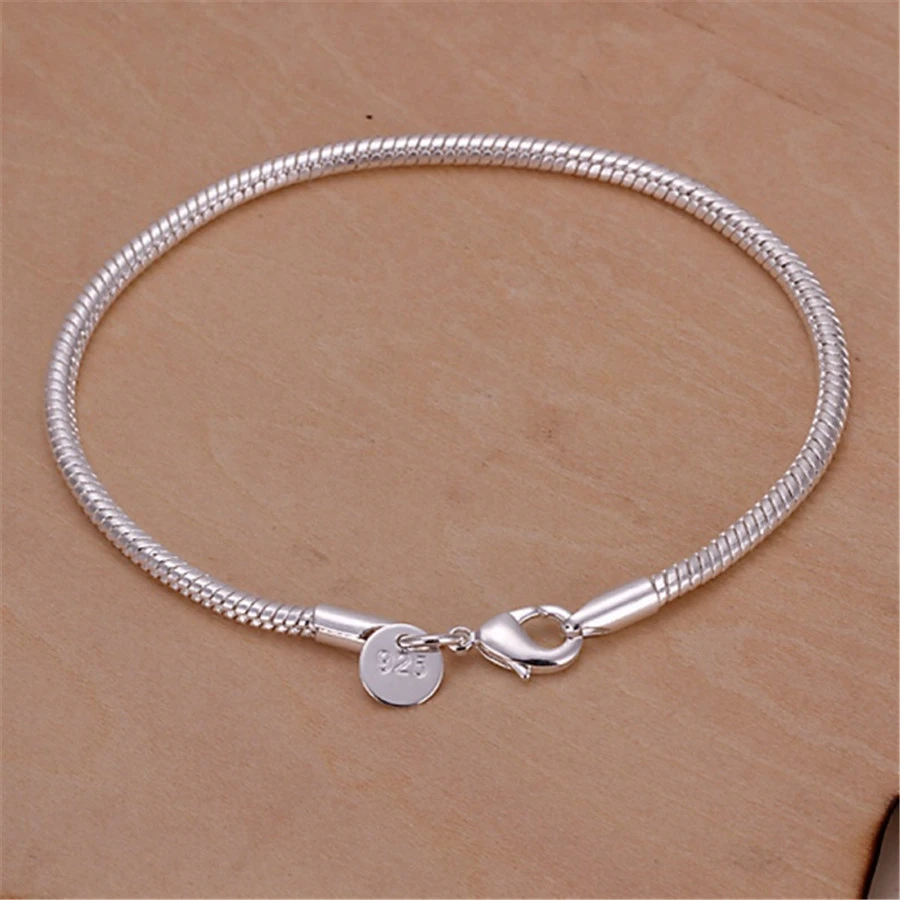 silver color 3MM snake cute fashion women lady chain bracelets new listings high quality fashion jewelry Christmas gifts
