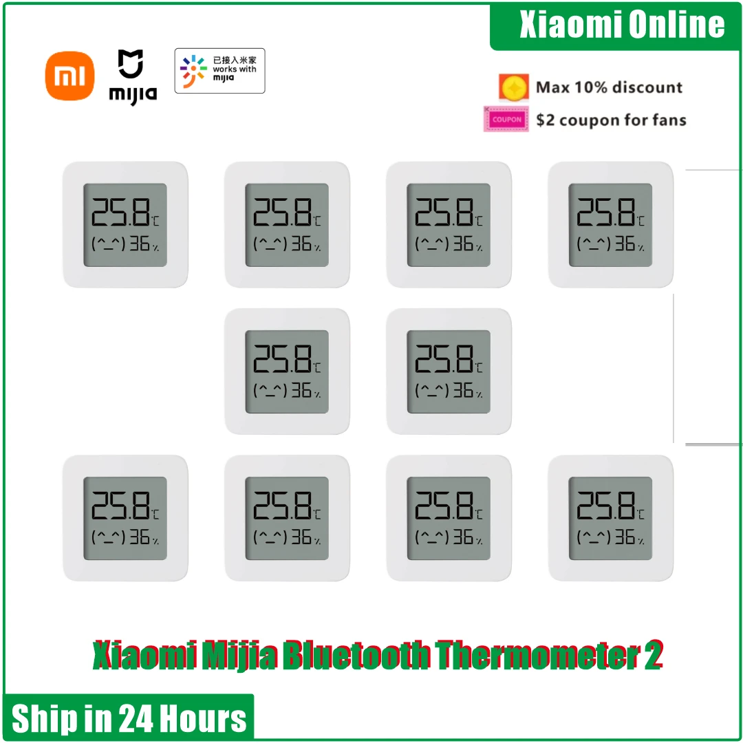 2020New 1-10pcs Xiaomi Mijia Bluetooth Thermometer 2 Wireless Smart Electric Digital Hygrometer Thermometer Work with Mijia APP