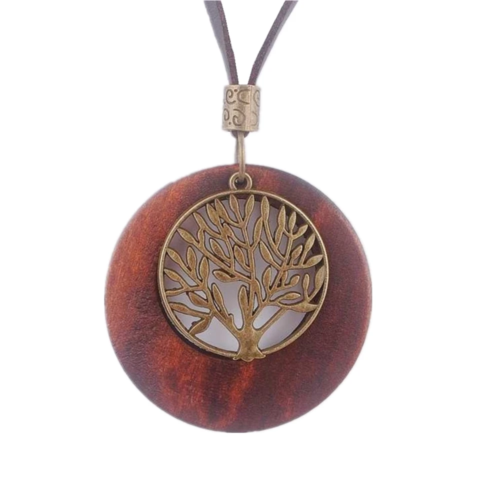 Maxi Vintage Necklaces Pendants Women Jewelry Fashion Choker Alloy Life Tree Wooden