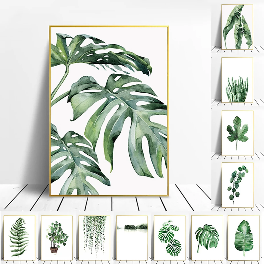 Tropical Plant Nordic Poster Home Decoration Scandinavian Green Leaves Decorative Picture Modern Wall Art Canvas Painting