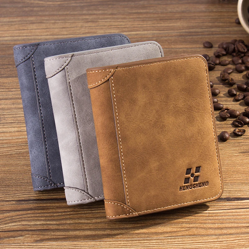 Men Wallet Leather ID Credit Card Holder Clutch Coin Purse Luxury Brand Wallet Frosted Short Wallets  Men Wallet Coin Pocket