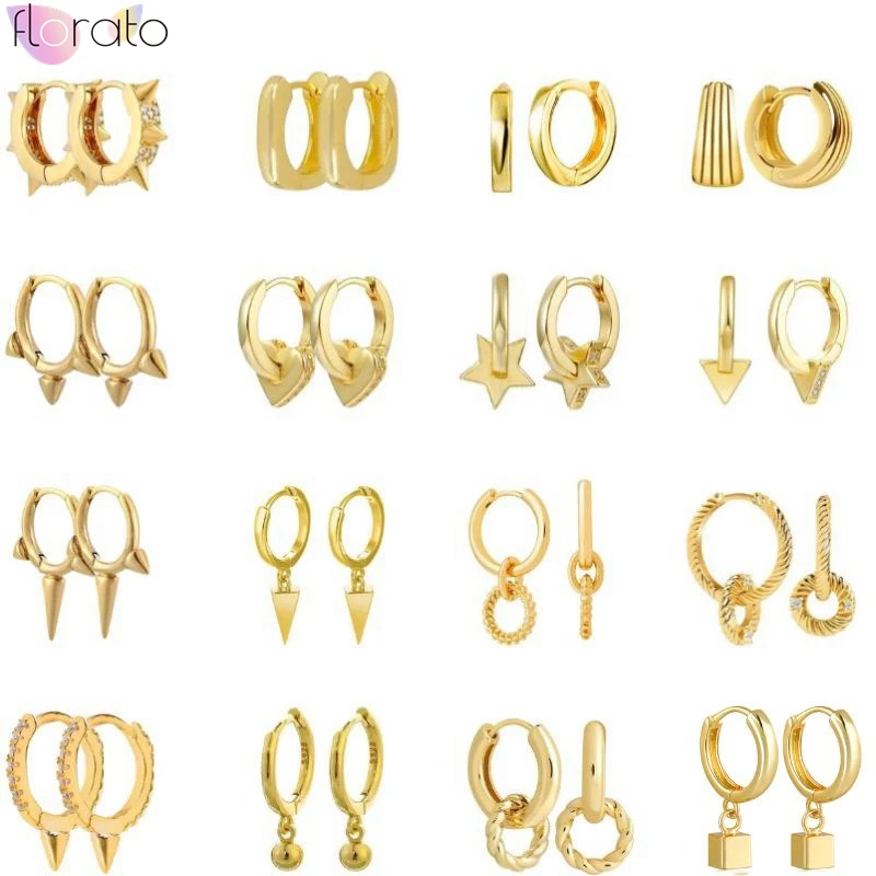 925 Sterling Silver Ear Buckle Huggie Hoop Earrings for Women Simple Round Circle Earrings Gold Silver color Jewelry Wholesale