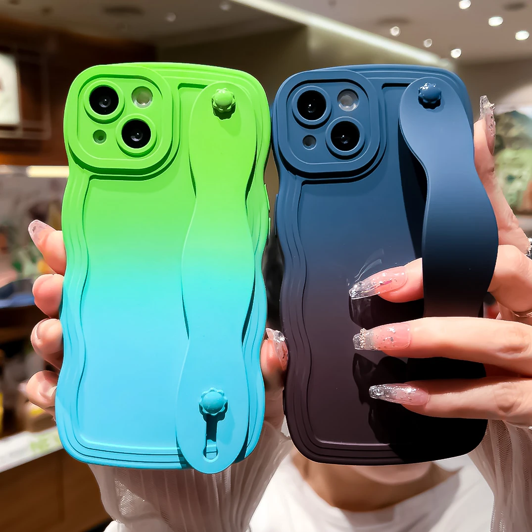 SoCouple For iPhone 11 12 Pro Max X XR XS Max Wrist Strap Phone Holder Soft TPU Plain Color Cover For iPhone 8 7 Plus SE Case