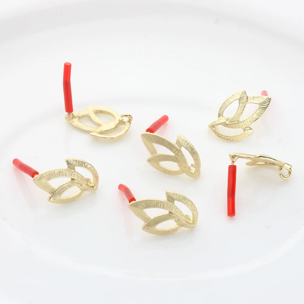 22*15mm 6pcs/lot Gold Zinc Alloy Fashion Hollow Flowers Base Earrings Connector For DIY Fashion Earrings Jewelry Accessories